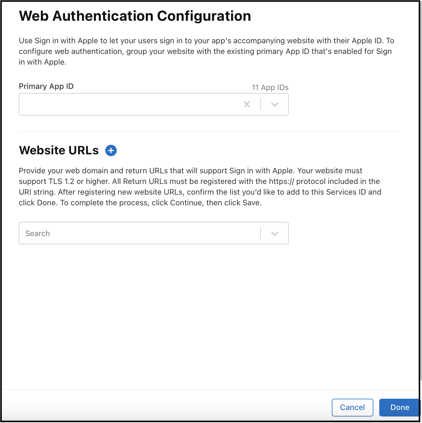 Apple service id configure