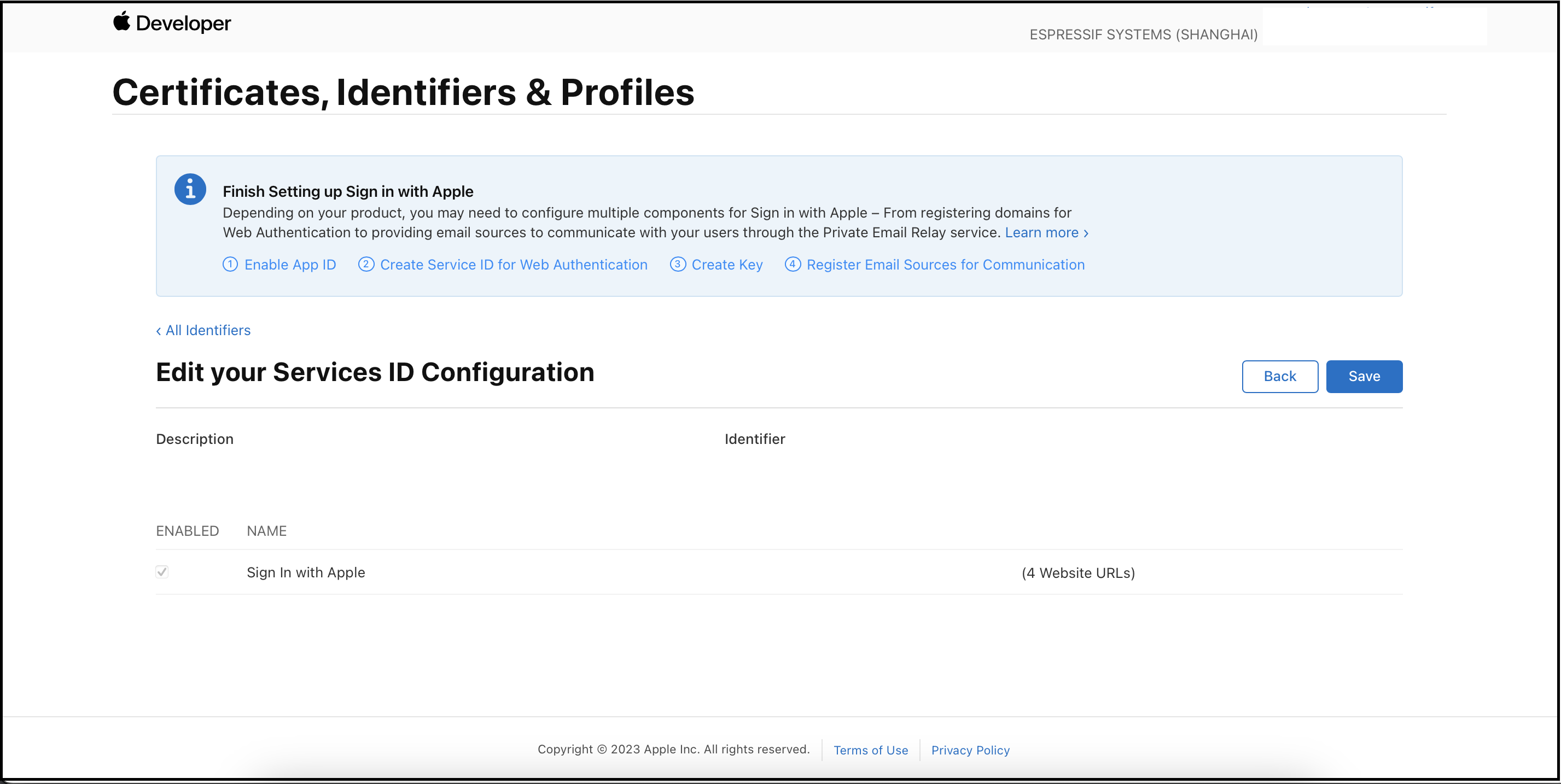 Apple service id configure2